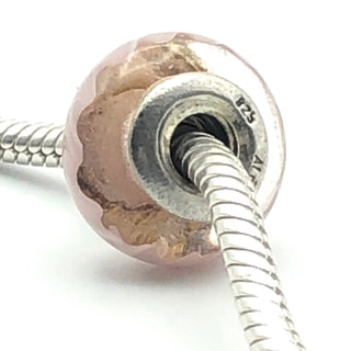 PANDORA Pink Zig Zag 925 ALE Sterling Silver Charm Pink Murano Glass Bead 790620 - Retired