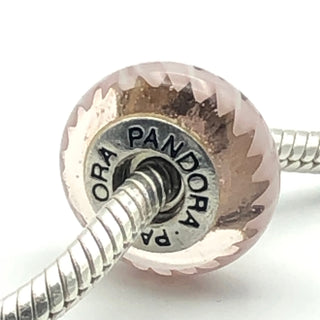 PANDORA Pink Zig Zag 925 ALE Sterling Silver Charm Pink Murano Glass Bead 790620 - Retired