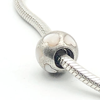 PANDORA White Mother of Pearl Hearts Sterling Silver Charm