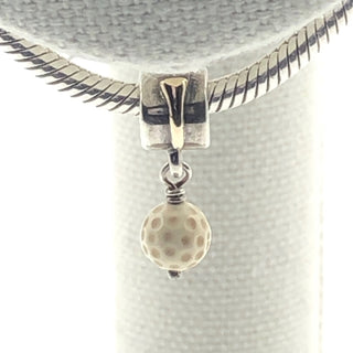 PANDORA Rare Golf Ball Dangle Charm 925 ALE Sterling Silver With 14K Gold Tee And White Agate Golf Ball