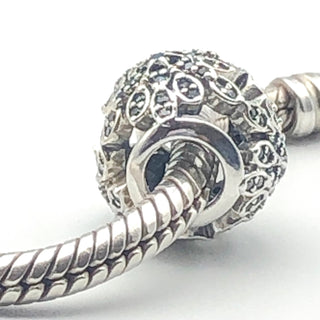 PANDORA Crystalized Snowflakes 925 ALE Sterling Silver Charm With Blue Crystals and Clear Zirconia 791760NBLMX - Retired