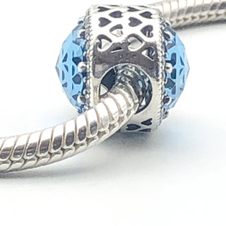 PANDORA Radiant Hearts With Moonlight Blue Crystal 925 ALE Sterling Silver Charm With Clear Cubic Zirconia - 791725NMB