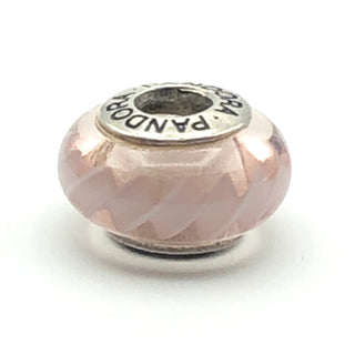 PANDORA Pink Zig Zag 925 ALE Sterling Silver Charm Pink Murano Glass Bead 790620 - Retired