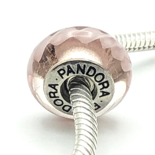 PANDORA Pink Zig Zag 925 ALE Sterling Silver Charm Pink Murano Glass Bead 790620 - Retired