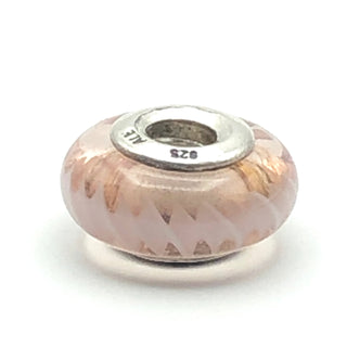 PANDORA Pink Zig Zag 925 ALE Sterling Silver Charm Pink Murano Glass Bead 790620 - Retired