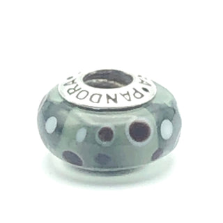 PANDORA Black Bubbles 925 ALE Sterling Silver Charm Murano Glass Bead 790691 - Retired