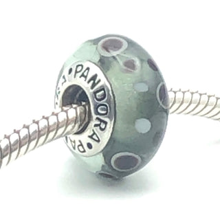 PANDORA Black Bubbles 925 ALE Sterling Silver Charm Murano Glass Bead 790691 - Retired