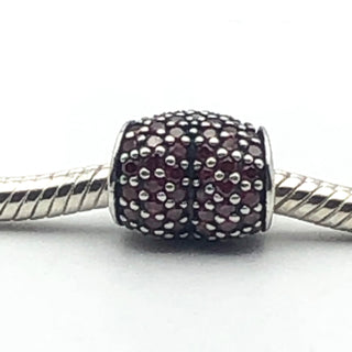 PANDORA Pave Heart S925 ALE Sterling Silver Charm Bead With Red Zirconia 791052CZR - Retired