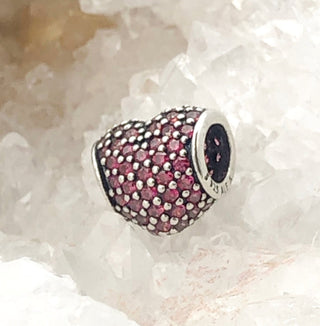 PANDORA Pave Heart S925 ALE Sterling Silver Charm Bead With Red Zirconia 791052CZR - Retired