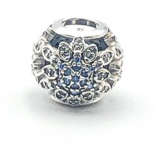 PANDORA Crystalized Snowflakes 925 ALE Sterling Silver Charm With Blue Crystals and Clear Zirconia 791760NBLMX - Retired