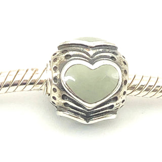 PANDORA Light Grey Enamel Hearts 925 ALE Sterling Silver Charm Bead 790591EN26 - Retired