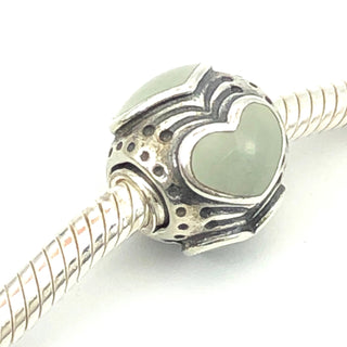 PANDORA Light Grey Enamel Hearts 925 ALE Sterling Silver Charm Bead 790591EN26 - Retired