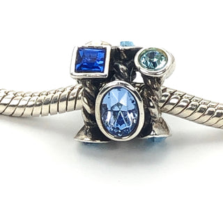 CHAMILIA Marquise Blue Swarovski Crystal 925 Sterling Silver Charm Bead