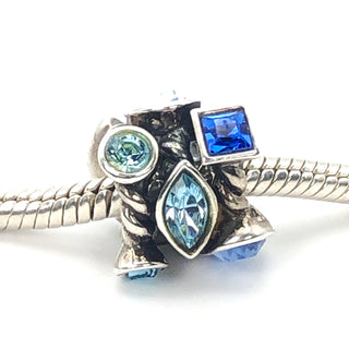 CHAMILIA Marquise Blue Swarovski Crystal 925 Sterling Silver Charm Bead