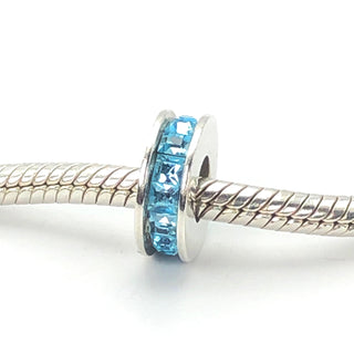 CHAMILIA Spark Sterling Silver Charm Bead With Blue SWAROVSKI Crystal