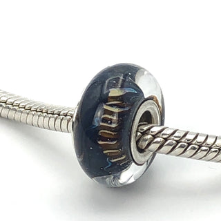 CHAMILIA Brown & Light Blue Sterling Silver Murano Glass Charm Bead
