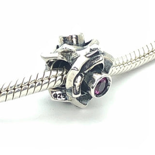 CHAMILIA Rose Sterling Silver Charm Bead With Pink Swarovski Crystals