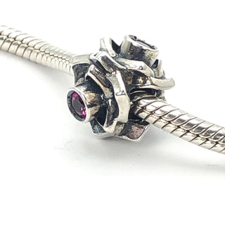 CHAMILIA Rose Sterling Silver Charm Bead With Pink Swarovski Crystals