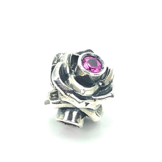CHAMILIA Rose Sterling Silver Charm Bead With Pink Swarovski Crystals