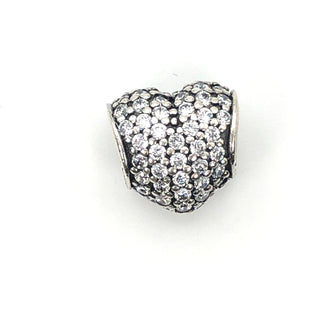 PANDORA Pave Heart S925 ALE Sterling Silver Pave Heart Bead With Clear Zirconia 791052CZ - Retired