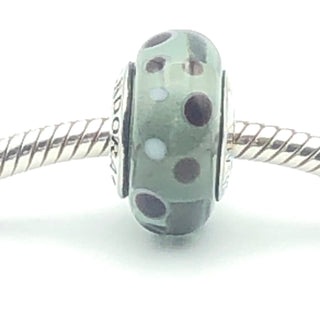 PANDORA Black Bubbles 925 ALE Sterling Silver Charm Murano Glass Bead 790691 - Retired