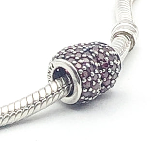 PANDORA Pave Heart S925 ALE Sterling Silver Charm Bead With Red Zirconia 791052CZR - Retired