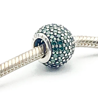 PANDORA Emerald Green Pavé Lights S925 ALE Sterling Silver Charm Bead With Emerald Green Zirconia 791051CZN - Retired