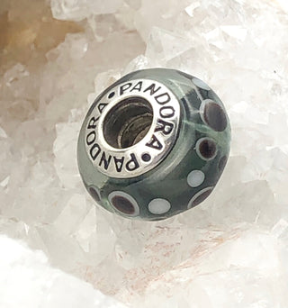 PANDORA Black Bubbles 925 ALE Sterling Silver Charm Murano Glass Bead 790691 - Retired