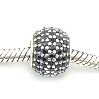 PANDORA Pave Lights S925 ALE Sterling Silver Charm Bead With Black Nano Crystal 791051NCK - Retired