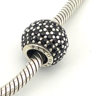 PANDORA Pave Lights S925 ALE Sterling Silver Charm Bead With Black Nano Crystal 791051NCK - Retired