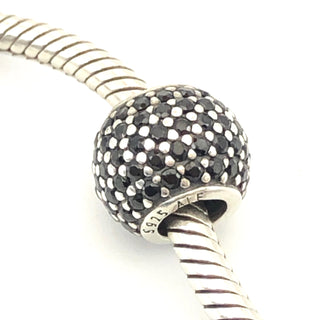 PANDORA Pave Lights S925 ALE Sterling Silver Charm Bead With Black Nano Crystal 791051NCK - Retired