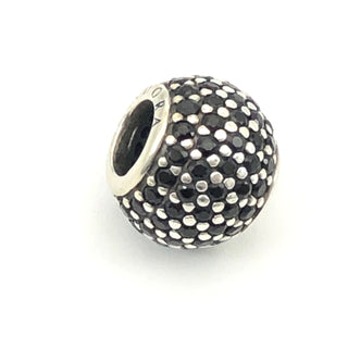 PANDORA Pave Lights S925 ALE Sterling Silver Charm Bead With Black Nano Crystal 791051NCK - Retired