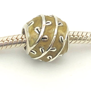 PANDORA Beige Vines 925 ALE Sterling Silver Charm  With Beige Enamel Bead 790525EN19 - Retired