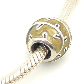 PANDORA Beige Vines 925 ALE Sterling Silver Charm  With Beige Enamel Bead 790525EN19 - Retired