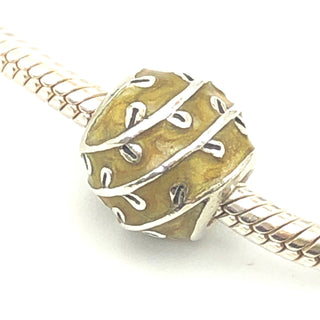 PANDORA Beige Vines 925 ALE Sterling Silver Charm  With Beige Enamel Bead 790525EN19 - Retired