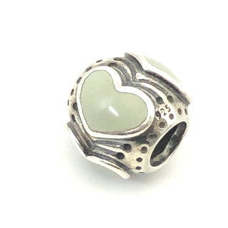 PANDORA Light Grey Enamel Hearts 925 ALE Sterling Silver Charm Bead 790591EN26 - Retired