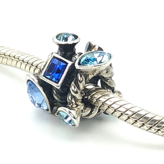 CHAMILIA Marquise Blue Swarovski Crystal 925 Sterling Silver Charm Bead