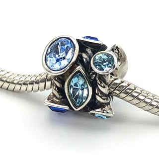 CHAMILIA Marquise Blue Swarovski Crystal 925 Sterling Silver Charm Bead
