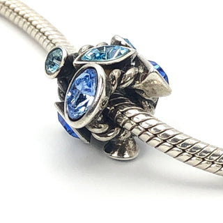 CHAMILIA Marquise Blue Swarovski Crystal 925 Sterling Silver Charm Bead