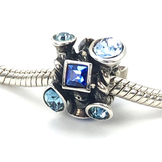CHAMILIA Marquise Blue Swarovski Crystal 925 Sterling Silver Charm Bead