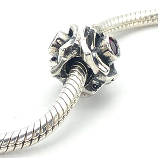 CHAMILIA Rose Sterling Silver Charm Bead With Pink Swarovski Crystals