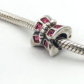 CHAMILIA Sterling Silver Butterfly Charm Bead With Pink SWAROVSKI Crystal