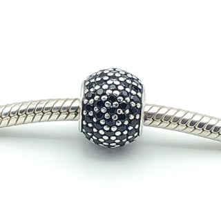 PANDORA Pave Lights S925 ALE Sterling Silver Charm Bead With Black Nano Crystal 791051NCK - Retired