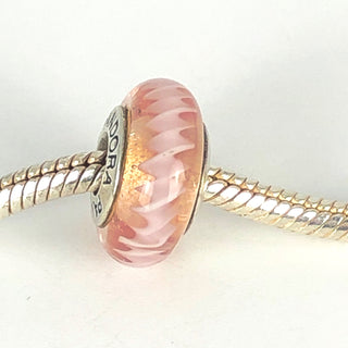 PANDORA Pink Zig Zag 925 ALE Sterling Silver Charm Pink Murano Glass Bead 790620 - Retired