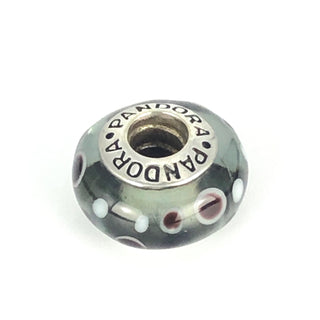 PANDORA Black Bubbles 925 ALE Sterling Silver Charm Murano Glass Bead 790691 - Retired