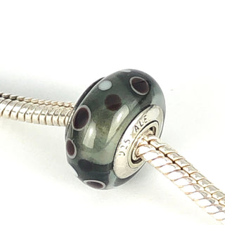 PANDORA Black Bubbles 925 ALE Sterling Silver Charm Murano Glass Bead 790691 - Retired