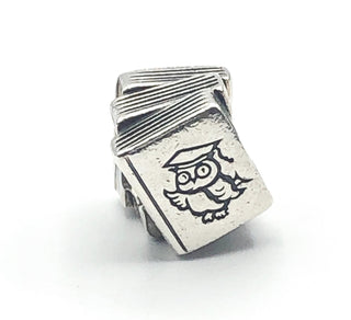 PANDORA Study Books With Owl Sterling Silver Charm Bead #790536