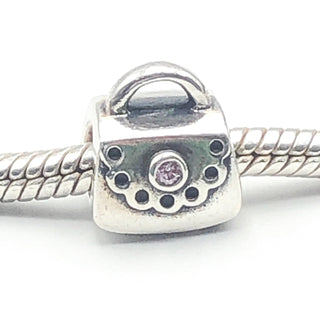 PANDORA Purse W/Pink Cubic Zirconia Sterling Silver Charm Bead #790309-PCZ - Retired