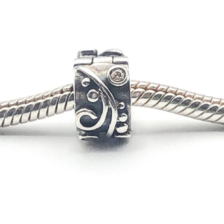 PANDORA Tendril Champagne 925 ALE Sterling Silver Clip Charm With Champagne Cubic Zirconia 790380CCZ - Retired