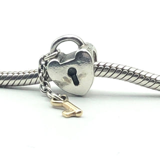 PANDORA Key To My Heart Charm 925 ALE Sterling Silver With 14k Gold Key - 790288 Retired